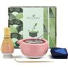 Artcome Kit completo per cerimonia del tè Matcha, 7 pezzi, ciotola, frusta, paletta, colino, set per Usucha, Koicha, Latte (rosa)
