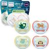 AVENT Philips Avent Ultra Air Day & Night Ciuccio - Design ortodontico, per neonati 0-6 mesi, modello fluorescente, tettarella simmetrica in morbido silicone, senza BPA, confezione da 4, SCF087/22