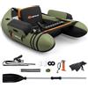 FANTASK Gonfiabile Schlauchboot, barca da pesca con pompa, remi, cinture, Bellyboat per adulti, capacità di carico 150 kg, 135 x 109 x 54 cm (Verde)