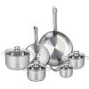 Fackelmann ELO 9880850 - Set di 2 padelle da forno Elo Profi, 24 e 32 cm, 4 pentole, 12, 14, 16 e 20 cm, lucido, in acciaio inox, induzione
