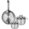 Fackelmann ELO 9866450 - Set di 1 padella da 24 cm e 2 pentole, 12 e 14 cm, Elo Profi lucido, acciaio inox, induzione