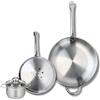 Fackelmann ELO 9878350 - Set di 2 padelle da forno 24 e 32 cm e 1 pentola da 12 cm Elo Profi lucido, acciaio inox, induzione 9878350