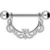 PIERCINGLINE Piercing per capezzolo in acciaio chirurgico, design ORIENTALE + CRISTALLO | Piercing per petto capezzolo | colori e dimensioni a scelta, 16 mm Innendurchmesser, acciaio chirurgico 316L