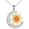 YAFEINI Collana Sole e Luna per Donna Argento Sterling 925 Opale Celtico Mezzaluna Ciondolo Pietra di Luna Regalo di Gioielli per Ragazze (sole opale rosso)