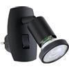 Eglo lampada da spina Parrini, illuminazione con interruttore, spot orientabile, metallo e plastica nera, luce calda