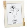 DRW Portafoto per foto da 15 x 20 in resina e legno con base in legno bianco osso e naturale, 20 x 15 x 1,5 cm