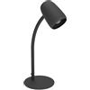 Eglo Carlo - Lampada da tavolo, comodino con braccio flessibile, scrivania, in metallo colore nero, attacco E14