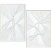 DRW Set di 2 quadri tela astratta cornice in legno naturale in bianco 80 x 120 x 3,5 cm