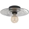 Eglo lampada da soffitto Lintmill, illuminazione decorativa in vetro fumé, luce soggiorno in metallo nero e ottone, vetro grigio, Ø 30 cm
