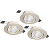 Eglo Set da 3 faretti LED da incasso Saliceto, dimmerabili, plafoniere tonde piatte, alluminio argento, luce calda, Ø 8,8 cm