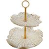 DRW Frutta a 2 piani con forme irregolari in metallo bianco e oro 47,5x45x42,5 cm