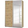 Rauch Möbel Caracas Armadio con Ante scorrevoli, Legno ingegnerizzato, Piastra di serraggio, Oak Artisan con 1 Porta Specchio, 136x210x62