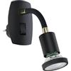 Eglo Lampada da presa Parrini, illuminazione con interruttore, spot orientabile e braccio flessibile, metallo e plastica nero e ottone, luce calda
