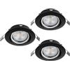 Eglo Set da 3 faretti LED da incasso Favazzina, spot rotondi da soffitto, plafoniere piatte in metallo nero, con lampadine GU10, luce calda, Ø 8,8 cm