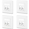 deleyCON 4x 2 Porta LAN Dati di Giunzione con Montaggio a Incasso per Moduli Keystone con Uscita a 45° e Moduli Keystone con Connettore F Coassiale RJ45 Jack RJ-11 Cinch Toslink PS2