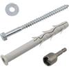 AERZETIX - Kit di 10 tasselli con flangia smussata Ø12x120 mm in nylon + 10 viti tirafondo Ø8x120 mm + 10 rondelle larghe per bullone M8 + 1 bussola esagonale da 1/4 SW13 per avvitare