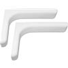 AERZETIX - C57892 - Set di 2 Supporti staffe consolle per mensole ad angolo retto 113x77x26mm - per fissaggio a parete - in acciaio - con tappi in plastica bianco