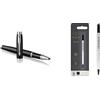 PARKER 1931658 IM Penna Roller, Punta Fine e Ricarica di Inchiostro Nero, Black Lacquer Chrome Trim & ricarica per penna roller, punta fine, nero