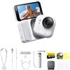 Insta360 GO Ultra Pack lifestyle Bianco- Mini action cam 4K, vlog camera, fotocamera POV a mani libere, sensore 1/1,28″, pockect cam 53 g, FOV 156°, autonomia 200 min, indossabile per sport, vlog