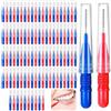 GOMETY 100 Spazzolini interdentali, Spazzole interdentali, Spazzolino dentale, Spazzolino interdentale, Riutilizzabile per la pulizia tra i denti, strumento per la pulizia dei denti, rosso, blu