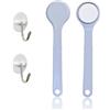 Rieoany Spalma Crema Schiena, 2 Pezzi Aiuto Crema per Schiena avec 2 Crochets Ronds Autocollants, Applicatore Manuale per Lozione Schiena con Manico Lungo, Spazzola Schiena|, Spazzola Bagno Schiena, Gris