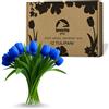 levante group - Tulipani Finti Realistici in Lattice Blu - 12 pz in Box Regalo - Fiori Artificiali per Casa, Ufficio, Eventi