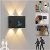 VOMI Lampada da Parete a Batteria Ricaricabile con Sensore di Movimento, LED Applique da Interno Senza Fili Batteria 4000mAh con Controllo Tocco, Moderno Magnetica Lampada da Corridoio/Salotto