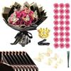 Chingcoo Bouquet di Rose Glitterate, 24 Pezzi Bouquet di Rose Artificiali per San Valentino,Finti Glitterati Fai-da-Te con Corona per Regali Matrimonio Anniversario Fidanzamento Compleanno