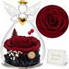 Sunia Rosa Eterna Regalo Donna, Rosa Stabilizzata con Figurine Angelo Regalo Mamma, Angelo Custode Regalo Donna Compleanno, Regali per Lei, Regalo Mamma Nonna Natale San Valentino Festa della Mamma