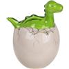 MIJOMA Salvadanaio in ceramica con serratura e chiave, design adorabile per bambini e adulti, ideale come confezione regalo per denaro e per la sicurezza dei soldi (Dino nell'uovo)