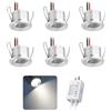 kpslucerna Mini Faretto LED 2W 6pz DC 12V, IP65 Impermeabile Spot Faretti Piccoli Da Incasso 220V, 25mm Spotlight Punto Luce Per Cartongesso Parete Scale Interne Vetrinetta Cucina Corridoi (Bianco Freddo)