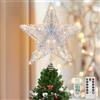 Luxspire Puntale Albero Natale LED, Decorazioni Natalizie Luci di Albero, Puntale Stella per A-lbero di Natale, con Luci Comode, Porta USB, Decorazione per Natal Festa Casa Bar Festival, Argento
