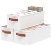 OUTBROS 3 Pezzi Scatole Portaoggetti, Organizzatore Contenitori per Armadio , Cestini Pieghevole con Maniglia per Riporre, Vestiti, Libri, 38x15.5x13 cm, Bianco