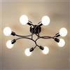 niuniaj Lampadario Sputnik Vintage 8 Luci Nero Lampadario Sputnik E27 | Plafoniera Sputnik Vintage E27, Lampada da Soffitto per Soggiorno Camera da Letto Cucina Corridoio Escluse Lampadine