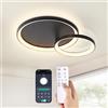 RRBEST Plafoniera LED Soffitto Moderna, Dimmerabile Lampadario LED Soffitto con Telecomando, 3000K-6000K, Design Geometrico per Camera da Letto, Soggiorno, Salone, Cucina,42CM/28W Rotonda
