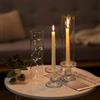 NUPTIO Portacandele in Vetro Uragano - 2 Pezzi Candela Pilastro Stand Cylinder Candlestick Per Taper Candle 35cm Chiaro Alto Bastone Candela con Open Ended Vetro Matrimonio Centrotavola per Tavoli
