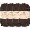 BambooMN JubileeYarn - Gomitolo di filato sportivo in cotone di bambù, 4 matasse, 50 g/matassa, marrone scuro