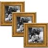 CABBEL Cornice portafoto 15x15 cm oro - Set da 3 - Cornice barocca in stile antico con vetro acrilico infrangibile - per foto, poster, certificati - elegante e decorativa