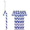 HERZWILD 12 decorazioni per albero di Natale a forma di bastoncino di zucchero glitterato, in plastica, ornamenti da appendere per feste e feste (blu)