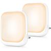 FOMYHEARD 2 Pezzi Luce Notturna, Luce Notturna Bambini 3 Livelli Luminosità e Sensore Crepuscolare, Luci Notturne da Presa per Cameretta, Corridoio, Scale, Bagno, Cucina