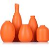 QIANLING Set di 5 vasi in ceramica arancione con boccioli, decorazione per casa colonica, caminetto, mantello e mensola per soggiorno, ingresso, bagno, cucina e ufficio, decorazione per tavolino da caffè