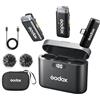 Godox WES2 KIT2 - Microfono lavalier wireless, certificato MFi, plug and play, cancellazione del rumore, trasmissione 656 piedi, custodia di ricarica, compatibile con iPhone 15