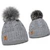 ELIMELI - Set di cappellini invernali per mamma e figlia, con pompon di pelliccia sintetica, berretti invernali lavorati a maglia, Colore: rosa., Taglia unica