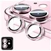 LucBuy Protezione per Obiettivo Della Fotocamera Compatibile con iPhone 12/12 Mini, Copertura per Fotocamera in Vetro Temperato Glitterato, Anelli Metallici Individuali