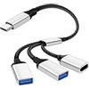 AXFEE Cavo USB Splitter, USBC Maschio a 3USB Femmina, Cava di Alimentazione per Ricarica, USB2.0 Splitter Convertitore per MacBook Pro, Google Pixel, Galaxy S9/Note 8 - Argento