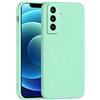 Mixroom - Cover Custodia Case per Samsung Galaxy S21 FE Protezione Fotocamera in Silicone TPU Morbido Opaco Bordi Piatti Colore Verde Acqua