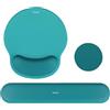 MOSISO Set Supporto Poggiapolsi&Tappetino Mouse Ergonomico Curvo Circolare&Coaster Base Non-Slip Alleviare Dolore Casa/Ufficio Facile Digitare con Panno Morbido Memory Foam Rialzato, Teal Green