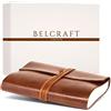 Belcraft Tivoli Diario/Taccuino in Pelle riciclata, Realizzato a mano da Artigiani Toscani, Include Scatola Regalo, A5 (15x21 cm) Marrone Chiaro