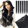 TESS Extension Capelli Veri Clip 6 Fasce Separate con Lace Base #1 Jet Nero, 25cm 61g 100% Human Hair Naturali