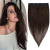 TESS Extension Capelli Veri Clip Castano 25 cm, Extension Clip Capelli Veri Fascia Unica 5 Clips Extension Capelli Clip 40 g #2 Marrone scuro Extension Capelli